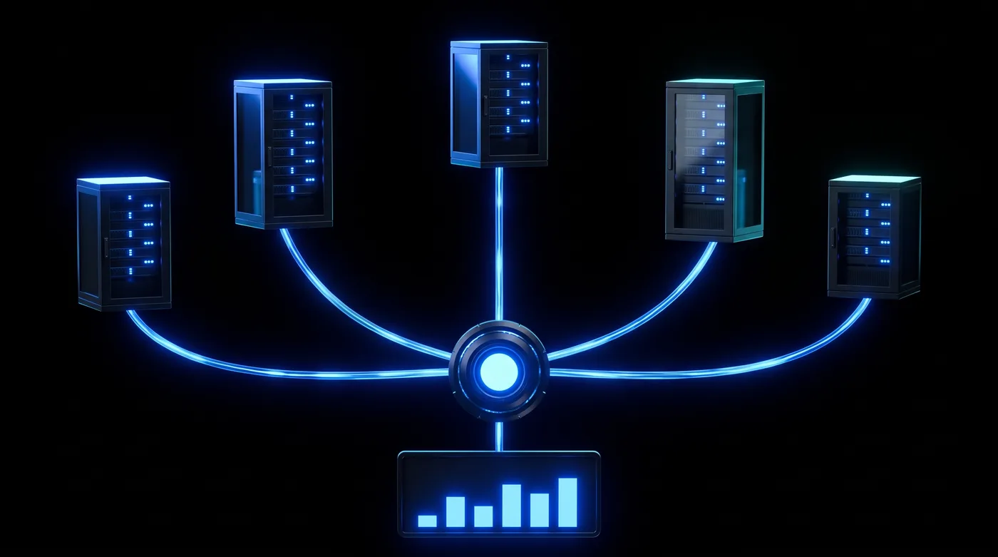 GPU capacity from several data center providers flowing into one Spheron hub and a single dashboard